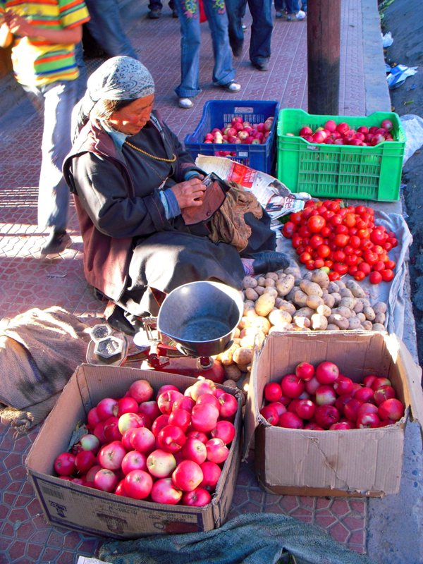 2008-09-16: Selling apples in Leh